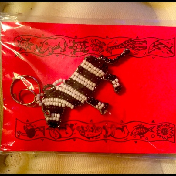 Accessories - Zebra Beaded Key Ring Handmade - NWT